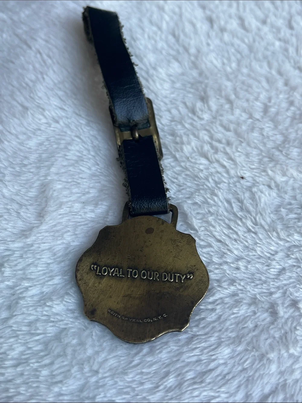 Vintage Volunteer FD Firefighter Keychain Tag - Black Strapped